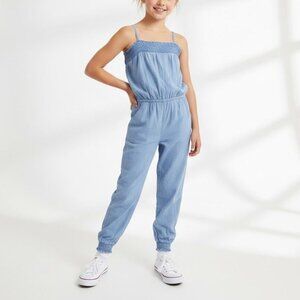 Johnnie B Girls Size 9-10Y Blue Cotton Sleeveless Square Neck One Piece Jumpsuit